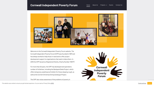 Screenshot of the Cornwall Independent Poverty Forum website