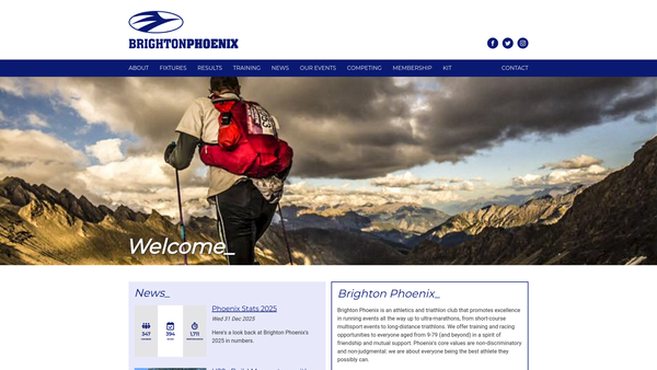 Screenshot of the Brighton Phoenix Athletics And Triathlon Club website