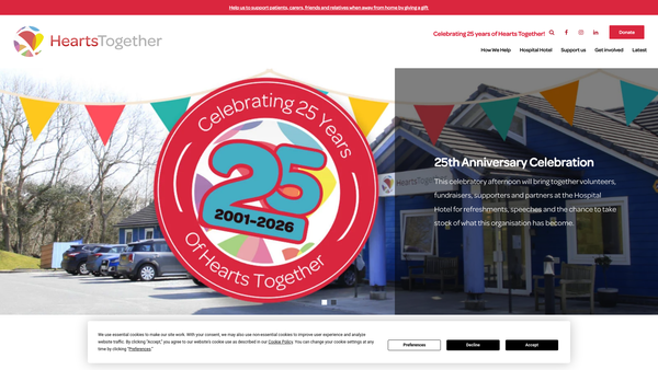 Screenshot of the Hearts Together website