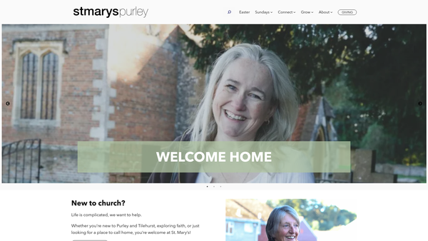 Screenshot of the The Parochial Church Council Of The Ecclesiastical Parish Of St Mary The Virgin, Purley On Thames, Diocese Of Oxford website