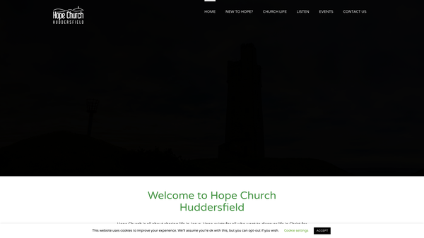 Screenshot of the Hope Church Huddersfield website