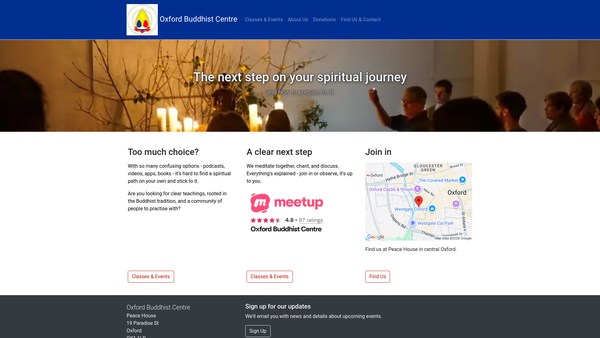 Screenshot of the Oxford Triratna website