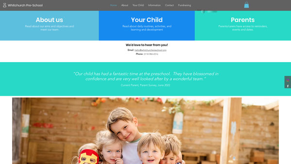 Screenshot of the Whitchurch On Thames Pre-School website