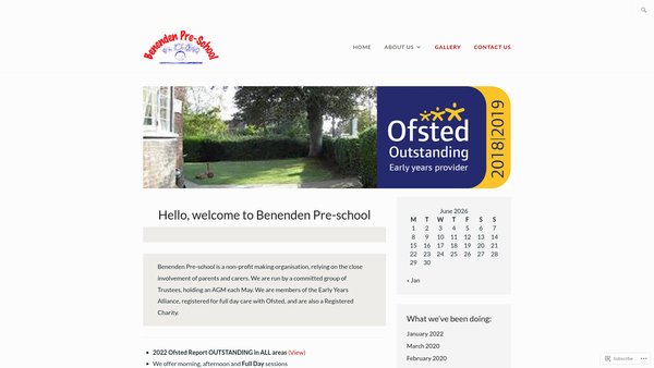 Screenshot of the Benenden Pre-School website