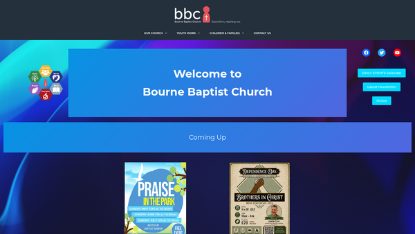 Screenshot of the Bourne Baptist Church website