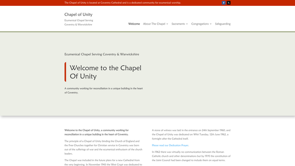 Screenshot of the The Chapel Of Unity, Coventry CIO website