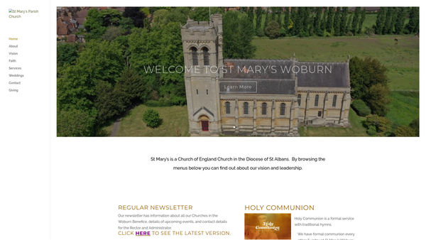 Screenshot of the The Parochial Church Council Of The Ecclesiastical Parish Of Woburn website
