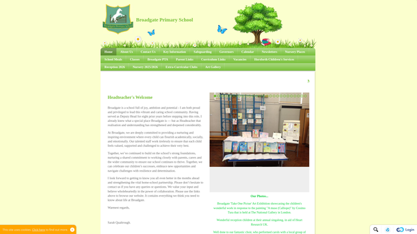 Screenshot of the Broadgate Primary School PTA website