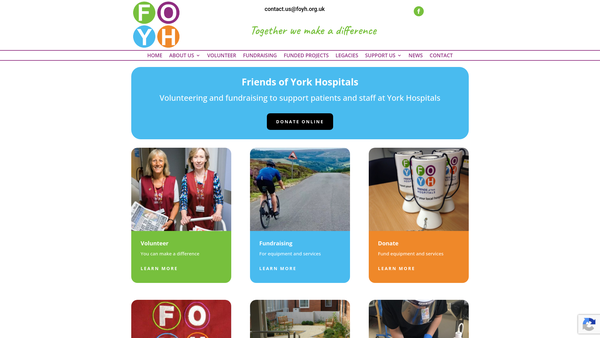 Screenshot of the The Friends Of The York Hospitals website