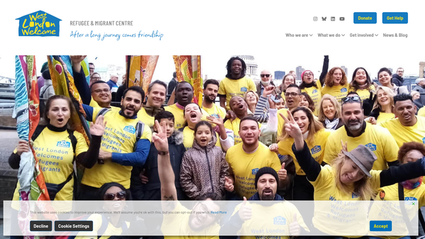 Screenshot of the West London Welcome website