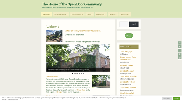 Screenshot of the House Of The Open Door website