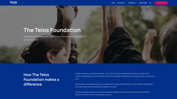 Screenshot of the The Telos Foundation website
