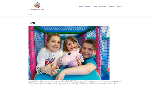 Screenshot of the Sensory Soft Play website