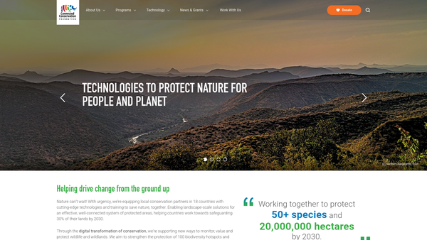 Screenshot of the Connected Conservation Foundation website