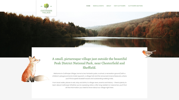 Screenshot of the Cutthorpe Village Charity website