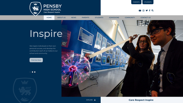 Screenshot of the Pensby High School Foundation Trust website
