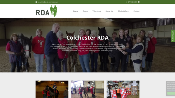 Screenshot of the Colchester Garrison Group Riding For The Disabled Association website