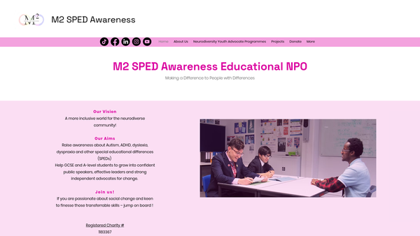 Screenshot of the M2 Sped Awareness website