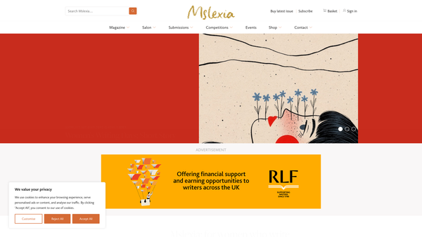 Screenshot of the Mslexia Publications Ltd website