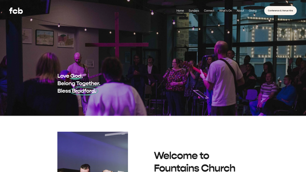 Screenshot of the Fountains Church Bradford website