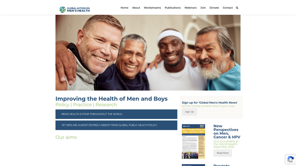 Screenshot of the Global Action On Men's Health (Gamh) website