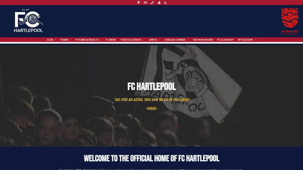 Screenshot of the FC Hartlepool website