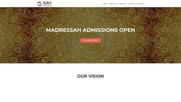 Screenshot of the Iqra Blackburn website