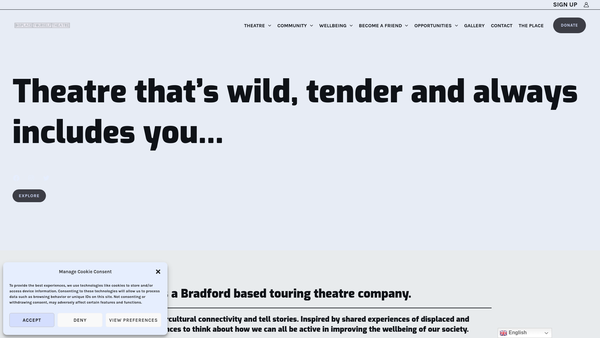 Screenshot of the Displace Yourself Theatre website