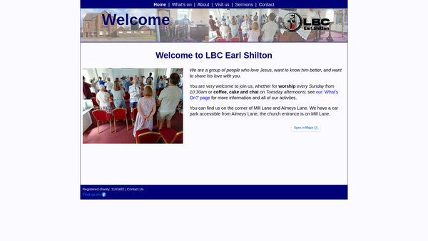 Screenshot of the Earl Shilton Baptist Church website