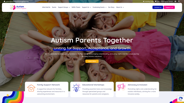 Screenshot of the Autism Parents Together (Tees Valley) website