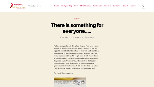 Screenshot of the Second Chance Head And Neck Cancer Group website