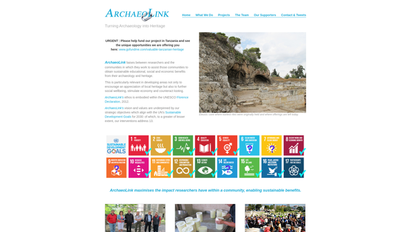 Screenshot of the Archaeolink website
