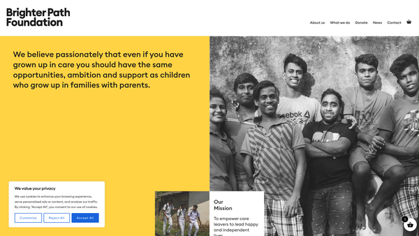 Screenshot of the Brighter Path website