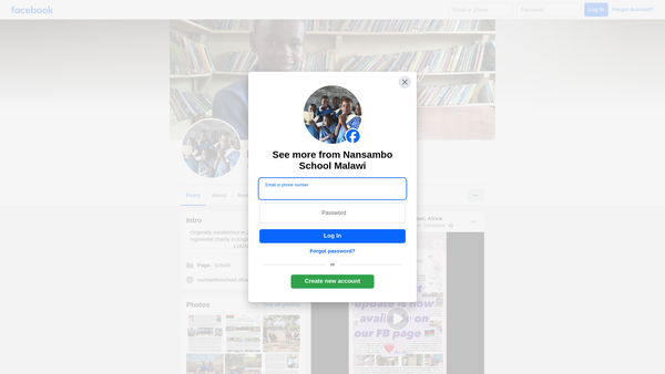 Screenshot of the The Nansambo Schools Fund website