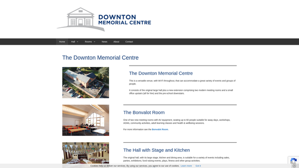 Screenshot of the The Downton Memorial Centre website