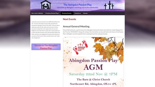 Screenshot of the The Abingdon Passion Play website