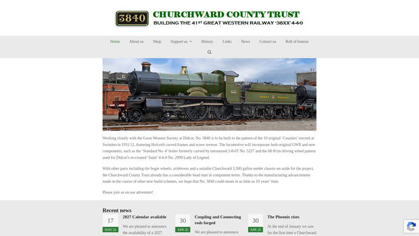 Screenshot of the Churchward County Trust Ltd website