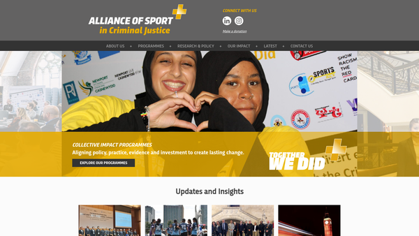 Screenshot of the Alliance Of Sport website