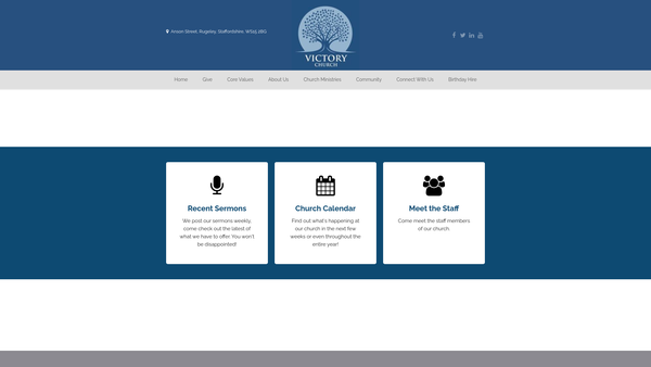Screenshot of the Victory Church - Rugeley website