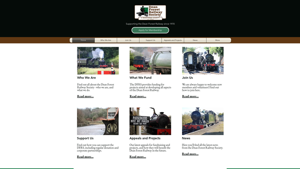 Screenshot of the Dean Forest Railway Society website
