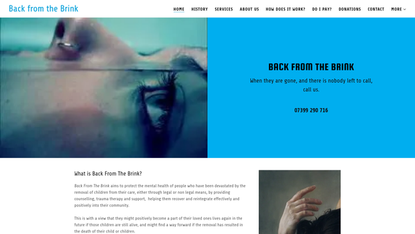 Screenshot of the Back From The Brink website