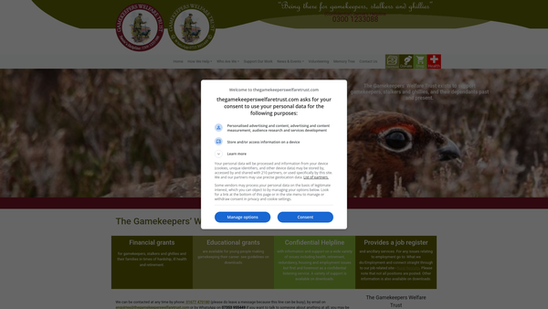 Screenshot of the Gamekeepers Welfare Trust website