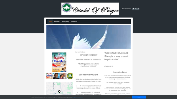 Screenshot of the The Redeemed Christian Church Of God Citadel Of Prayer website