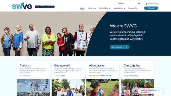 Screenshot of the Southampton And Winchester Visitors Group website