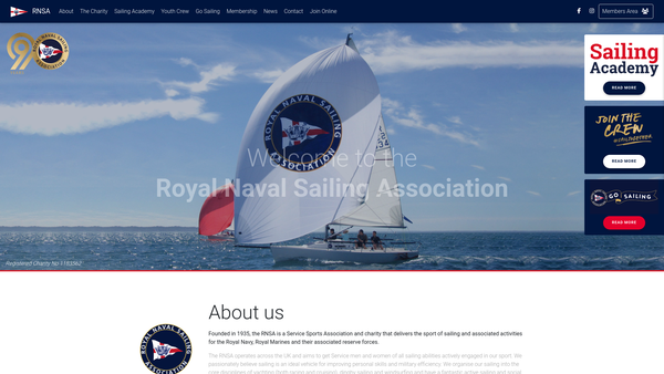 Screenshot of the Royal Naval Sailing Association website