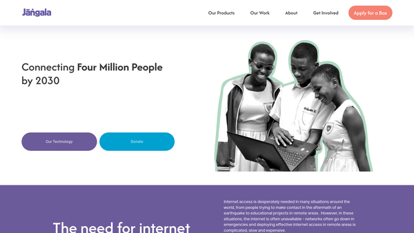 Screenshot of the Jangala Ltd website