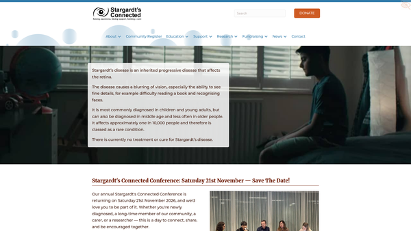 Screenshot of the Stargardt's Connected website