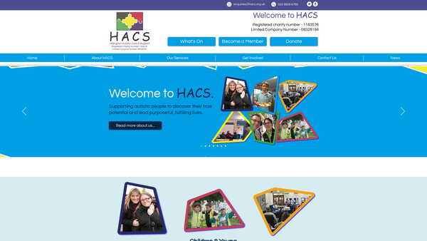 Screenshot of the Hillingdon Autistic Care & Support Limited website