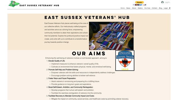 Screenshot of the East Sussex Veterans Hub website