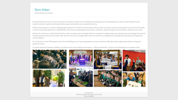 Screenshot of the Farm Urban website